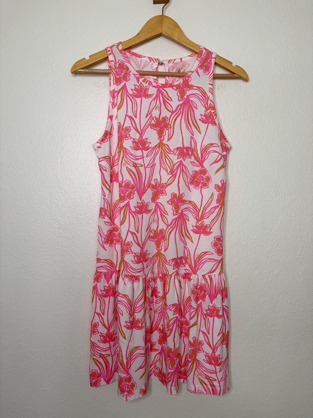 Lilly Pulitzer Dixi Tiered Cotton Dress in Resort White Lovely Long Stems Sz XS